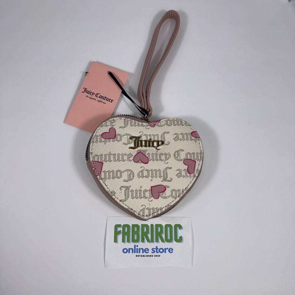 NEW! Juicy Couture Addicted Love Heart Wristlet Wallet – Pecan White!!